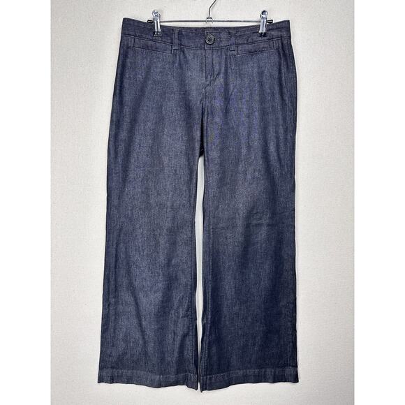Banana Republic Stretch Women’s Jeans Sz 6 Dark Wash Wide Leg Crop 28” Inseam - Picture 1 of 11